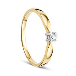 Orovi Damen Verlobungsring Gold Solitärring Diamantring 14 Karat (585) Diamant 0.05crt Zweifarb/Weißgold und Gelbgold Ring mit Diamanten Ring Handgemacht in Italien von OROVI