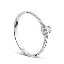 Orovi Damen Verlobungsring Gold Solitärring Diamantring 9 Karat (375) Brillanten 0.05crt Weißgold Ring mit Diamanten Ring Handgemacht in Italien von OROVI