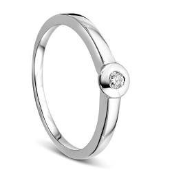 Orovi Damen Verlobungsring Gold Solitärring Diamantring 9 Karat (375) Brillianten 0.06crt Weißgold Ring mit Diamanten von OROVI