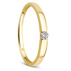 Orovi – Gold Ring aus 8 Karat Gelbgold (333) mit 0.05 Ct Diamant – Solitärring Damen mit Brillant – Verlobungsring allergenfrei & handgemacht (Größe 52) von OROVI