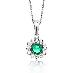 Orovi Halskette Damen Weißgold 9 Karat / 375 Gold Kette Emerald mit Rundschliff Diamant Kette 45 cm von OROVI