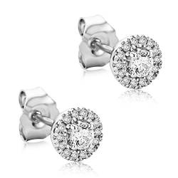 Orovi Ohrringe Damen 0.26ct Ohrstecker Weißgold 9 Karat / 375 Gold Zentraler Stein 0.19ct Übrige Diamanten Brillanten 0.07ct von OROVI