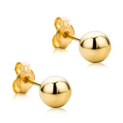 Orovi Ohrringe Damen Dezente, glänzende Kugel Ohrstecker aus Gelbgold 9 Karat / 375 Gold Ohrringe in Kugelform, Ohrschmuck von OROVI