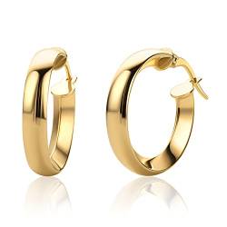 Orovi Ohrschmuck für Damen 26 mm runde klassische kreis Creolen Gelbgold Goldreifen Ohrringe aus 9 Karat (375) Gold von OROVI
