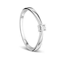 Orovi Ring Damen Solitär Verlobungsring Weißgold 9 Karat / 375 Gold Diamant Brilliant 0.05 ct von OROVI