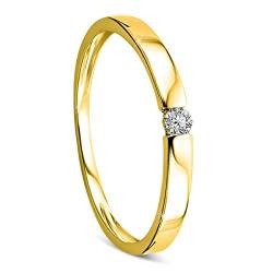 Orovi Ring für Damen Verlobungsring Gold Solitärring Diamantring 14 Karat (585) Brillanten 0.05crt GelbGold Ring mit Diamanten von OROVI