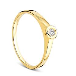 Orovi Ring für Damen Verlobungsring Gold Solitärring Diamantring 9 Karat (375) Brillanten 0.05crt GelbGold mit Diamanten Ring Handgemacht in Italien von OROVI