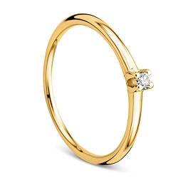 Orovi Ring für Damen Verlobungsring Gold Solitärring Diamantring 9 Karat (375) Brillianten 0.04ct Gelbgold Ring mit Diamanten Ring Handgemacht in Italien von OROVI