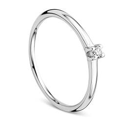 Orovi Ring für Damen Verlobungsring Gold Solitärring Diamantring 9 Karat (375) Brillianten 0.04ct Weißgold Ring mit Diamanten Ring Handgemacht in Italien von OROVI