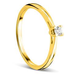 Orovi Ring für Damen Verlobungsring Gold Solitärring Diamantring 9 Karat (375) Brillianten 0.07crt GelbGold Ring mit Diamanten von OROVI