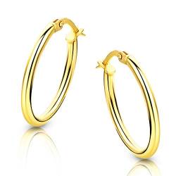 Orovi Schmuck Damen Klassische Zeitlose runde goldene Creolen Ohrringe elegante Klappcreolen aus Gelbgold 9 Karat(375) Gold, Kreolen-Durchmesser 24 mm von OROVI