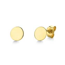 Orovi Schmuck Damen Ohrstecker Gelbgold runde platte Scheibe 6 mm Ohrringe aus 14 Karat (585) Gold von OROVI