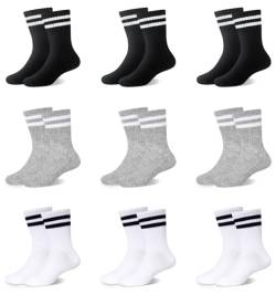 OORPAPA Socken Kinder Sportsocken Tennissocken Kinder Jungen Mädchen Elastische Baumwolle Kindersocken 9 Paar Farbig von ORPAPA