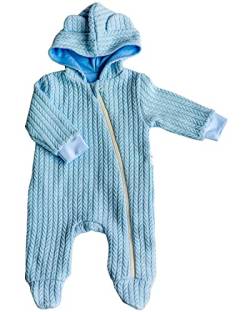 ORSON for® | Baby Overall mit Kapuze | Strampler neugeborene mit Reißverschluss | 0-24 Monate | 100% Baumwolle | Wollwalk | Oeko-Tex (Blau d, 56) von ORSON for