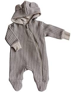 ORSON for® | Baby Overall mit Kapuze | Strampler neugeborene mit Reißverschluss | 0-24 Monate | 100% Baumwolle | Wollwalk | Oeko-Tex (Grau d, 56) von ORSON for