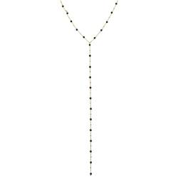 Halskette Krawatte Silber rhodiniert Steine Spinell Schwarz, Sterling-Silber 925/1000, Schwarzer Spinell, natürliche Perlen von ORUS BIJOUX