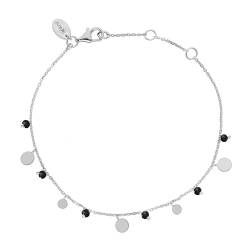 ORUS BIJOUX Armband, rhodiniert, mit Quasten und Steinen, Spinell, Schwarz, Sterling-Silber, Schwarzer Spinell, natürliche Perlen von ORUS BIJOUX