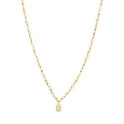 ORUS BIJOUX Halskette Silber Gold Tropfen weiß Steine Opal rosa – Größe: 38 cm und 5 cm, Sterling-Silber 925/1000, Opal, rosa von ORUS BIJOUX