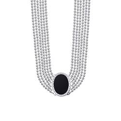 ORUS BIJOUX Halskette Silber Jacky Kette Kugel Onyx Stein, Sterling-Silber 925/1000, Onyx von ORUS BIJOUX
