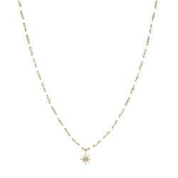 ORUS BIJOUX Halskette Silber vergoldet Stern Zirkonia weiß und Naturperlen weiß, Sterling-Silber 925/1000, Natürliche Perlen, Zirkonia von ORUS BIJOUX
