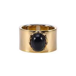 ORUS BIJOUX Ring Kette Silber vergoldet Celine Stein Onyx, Sterling-Silber 925/1000, Onyx von ORUS BIJOUX