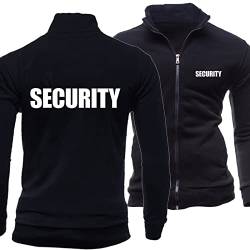 ORZEY Herren Strickjacke Jacken mit Reißverschluss für Security Bedrucktes Sweatshirt Lässiger Mantel mit Stehkragen ohne Kapuze-Black||L von ORZEY