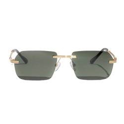 Retro rahmenlose Sonnenbrille für Herren Damen Rechteckige Sonnenbrille Ultra Kleiner Rahmen, Petrol von OS SUNGLASSES