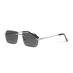 Retro rahmenlose Sonnenbrille für Herren Damen Rechteckige Sonnenbrille Ultra Kleiner Rahmen, Schwarz von OS SUNGLASSES