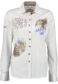 OS Trachten Damen Bluse Langarm Trachtenbluse mit Liegekragen Ferol, Größe:38, Farbe:weiß von OS Trachten