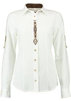 OS Trachten Damen Bluse Langarm Trachtenbluse mit Liegekragen Qabaju, Größe:44, Farbe:weiß von OS Trachten
