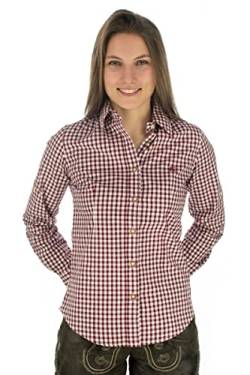 OS Trachten Damen Bluse Langarm Trachtenbluse mit Liegekragen Qorru, Größe:42, Farbe:weinrot von OS Trachten