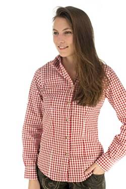 OS Trachten Damen Bluse Langarm Trachtenbluse mit Liegekragen Qorru, Größe:46, Farbe:mittelrot von OS Trachten