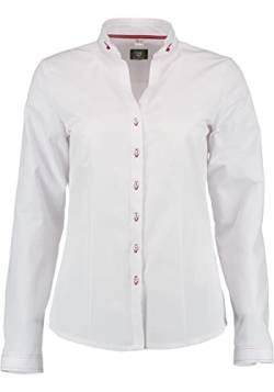 OS Trachten Damen Bluse Langarm Trachtenbluse mit Stehkragen Ogozi, Größe:50, Farbe:weiß-hochrot von OS Trachten
