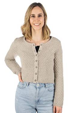 OS Trachten Damen Strickjacke Trachtenjacke Cardigan mit Rundhalsausschnitt Quivun, Größe:34, Farbe:Natur von OS Trachten