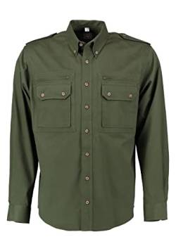 OS Trachten Herren Hemd Langarm Jagdhemd mit Button-Down-Kragen Egapey, Größe:41/42, Farbe:dunkelgrün von OS Trachten