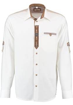 OS Trachten Herren Hemd Langarm Trachtenhemd mit Liegekragen Brawe, Größe:45/46, Farbe:weiß von OS Trachten