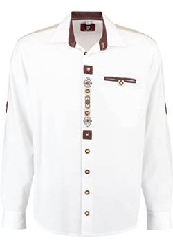 OS Trachten Herren Hemd Langarm Trachtenhemd mit Liegekragen Fihud, Größe:47/48, Farbe:weiß von OS Trachten