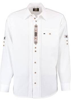 OS Trachten Herren Hemd Langarm Trachtenhemd mit Liegekragen Flafa, Größe:47/48, Farbe:weiß von OS Trachten