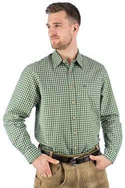 OS Trachten Herren Hemd Langarm Trachtenhemd mit Liegekragen Panxeta, Größe:37/38, Farbe:mittelgrün von OS Trachten