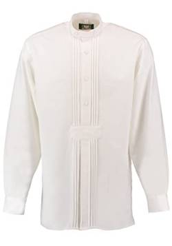 OS Trachten Herren Hemd Langarm Trachtenhemd mit Stehbundkragen mit Riegel Vajeu, Größe:45/46, Farbe:weiß von OS Trachten