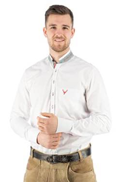 OS Trachten Herren Hemd Langarm Trachtenhemd mit Stehkragen Cereba, Größe:39/40, Farbe:weiß von OS Trachten