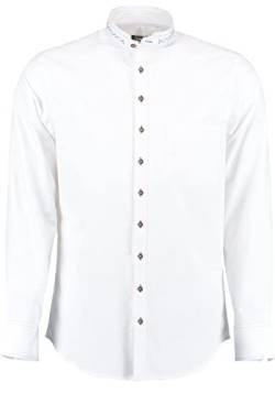 OS Trachten Herren Hemd Langarm Trachtenhemd mit Stehkragen Storax, Größe:39/40, Farbe:weiß-Mittelblau von OS Trachten