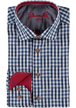 OS Trachten Herren Trachtenhemd mit extra Langen Ärmeln Merogu, Größe:41/42, Farbe:Kornblau von OS Trachten
