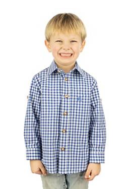 OS Trachten Kinder Hemd Jungen Langarm Trachtenhemd mit Liegekragen Lafoa, Größe:74/80, Farbe:Mittelblau von OS Trachten