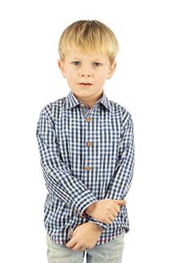 OS Trachten Kinder Hemd Jungen Langarm Trachtenhemd mit Liegekragen Pexxa, Größe:122/128, Farbe:Kornblau von OS Trachten
