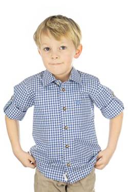 OS Trachten Kinder Hemd Jungen Langarm Trachtenhemd mit Liegekragen Slamo, Größe:122/128, Farbe:Kornblau von OS Trachten