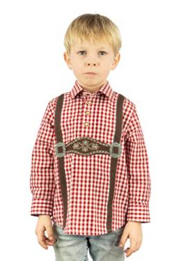 OS Trachten Kinder Hemd Jungen Langarm Trachtenhemd mit Liegekragen Velmowo, Größe:170/176, Farbe:mittelrot von OS Trachten