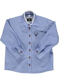 OS Trachten Kinder Hemd Jungen Langarm Trachtenhemd mit Stehbundkragen Smaku, Größe:122/128, Farbe:Mittelblau von OS Trachten