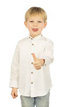 OS Trachten Kinder Hemd Jungen Langarm Trachtenhemd mit Stehkragen Obafo, Größe:122/128, Farbe:weiß von OS Trachten