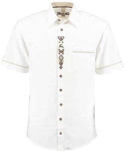 OS Trachten Kurzarmhemd Weiß Leistenstickerei Brusttasche XL von OS Trachten